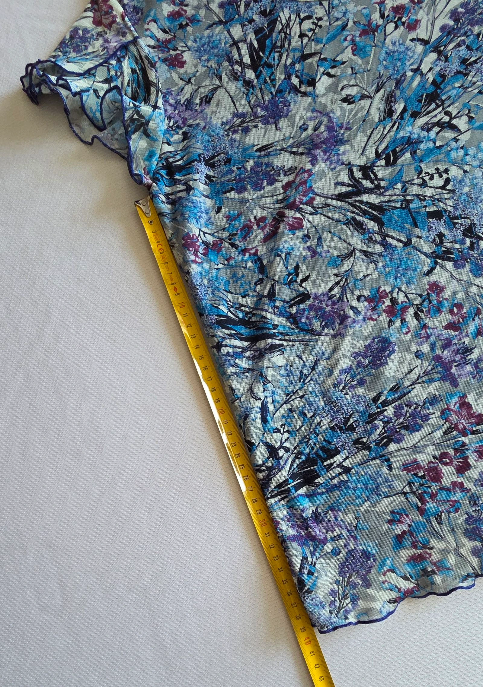 T-shirt en tulle doublé bleu floral Afibel 42 44 XL XXL haut imprimé fleurs – photo 12